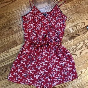 LOFT tie front, wrap short jumpsuit